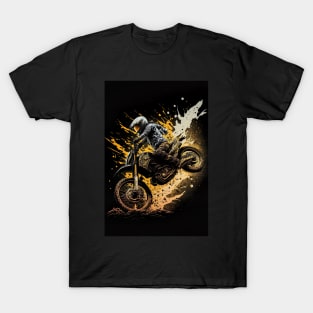 Dirt Bike With Paint Splash Design T-Shirt